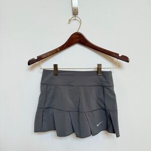 Nike Dri-FIT Girls Tennis Skort Charcoal Gray Pleated Athletic Skirt Size S 8-10